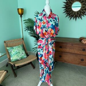 entro Floral Mint Print Maxi Dress Small